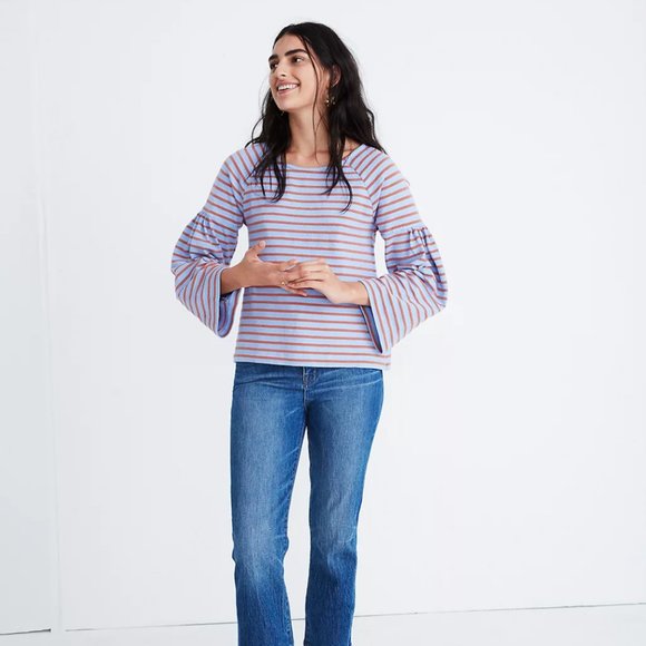 Madewell Shirred-Sleeve Sailor Top Size XS/S - Picture 2 of 6